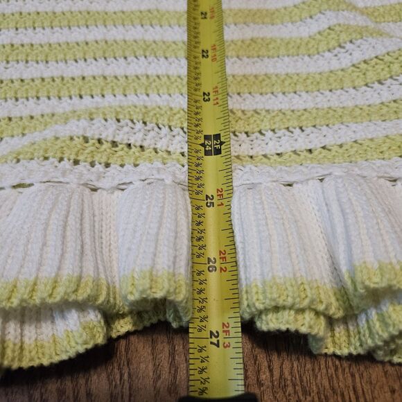 Women’s Sleeveless Lime Green And White Striped Knitted Top Design 365 Size 2x - Picture 4 of 6